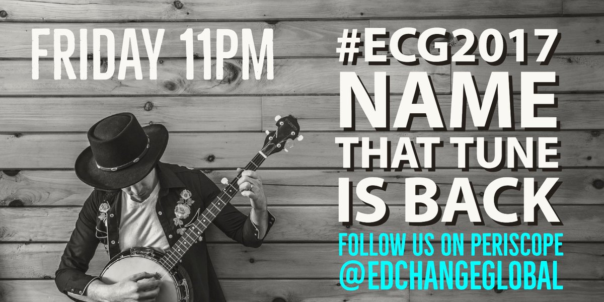 JaimeDonally's tweet photo. IT'S BAAAACK! Join us on Periscope @EdChangeGlobal once again for #NameThatTune at #ECG2017 for lots of fun. Theme: TV Shows
#2CHALLENGE https://t.co/1xX8sxO91G
