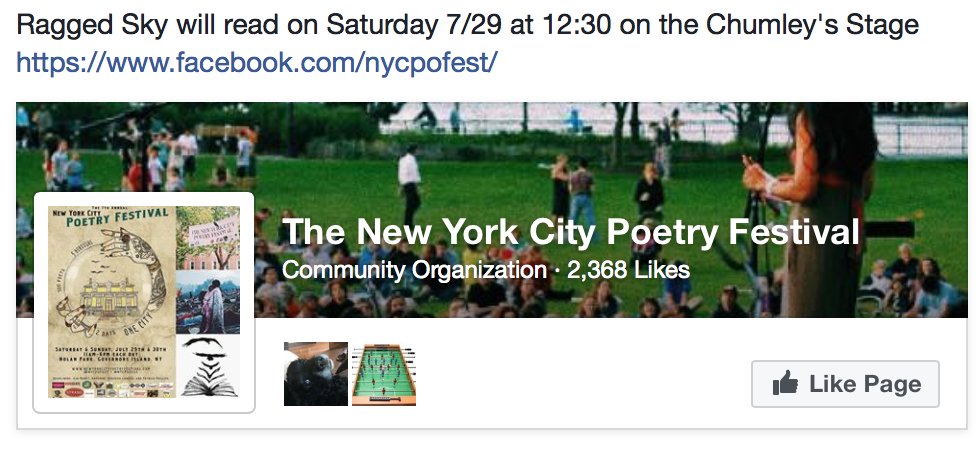 So excited about heading to the New York City Poetry Festival this weekend! Come see us! #Poetry #Events #NYC facebook.com/raggedskypress/