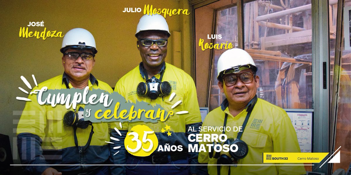 CerroMatosoSA's tweet photo. 35 años, 3 trabajadores y una empresa: números que demuestran el compromiso de Cerro Matoso por el trabajador. #MineríaBienHecha #GRI2016 https://t.co/xU9ZYY3cNu