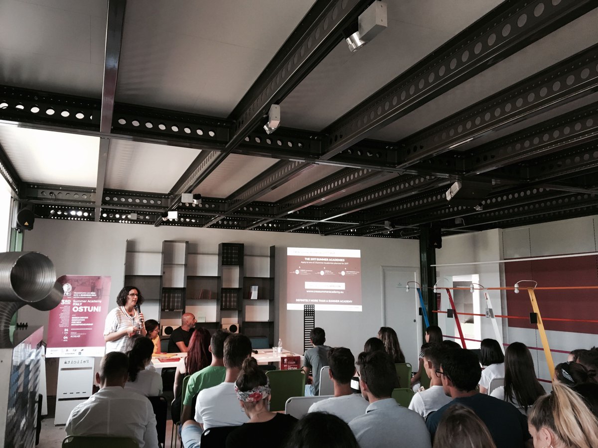 CreaAcademy's tweet photo. #crea17 on air now! 
We officially started our Italian journey! Team building and design thinking days :) 

#summer #academy #ostuni17 https://t.co/vB2qwIVZpm