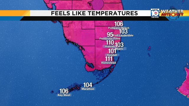 Dangerously high heat index today. Please take extra precautions, especially if you work outside #miami #FLL #FLkeys https://t.co/gTjf0oCxax