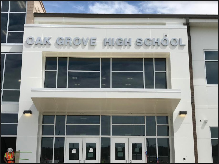 OakGroveHS's tweet photo. The marquee is up! Things are coming together at The Den! @dcsnc @ScottDalton2 #BeOG #GrizzlyPride https://t.co/yAQngk1Kpm