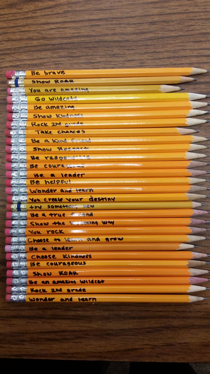 missduhamel's tweet photo. Starting the year off with a positive message! Pencils are ready for their desks! https://t.co/Q0G0dmu6mg