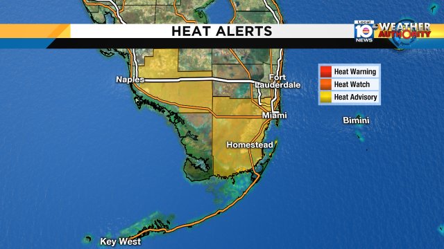 Heat advisory issued for Collier & #Miami-Dade Counties through this evening. #miami #FLL #FLkeys https://t.co/4tqmuvmhMk