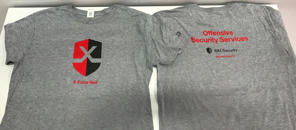 angus_tx's tweet photo. Come by booth the @IBMSecurity booth (number 616) Wednesday and Thursday at #BHUSA for an #XForceRed shirt! https://t.co/aqfYUdCklB