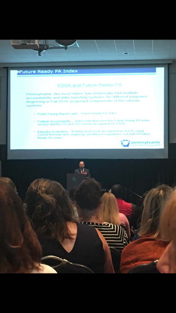 bhvpa's tweet photo. Brian Campbell PDE reviewing ESSA and Future Ready PA at PA Leadership Summit @pamleorg #EdSummit2017 https://t.co/cAUhyi4Zhg