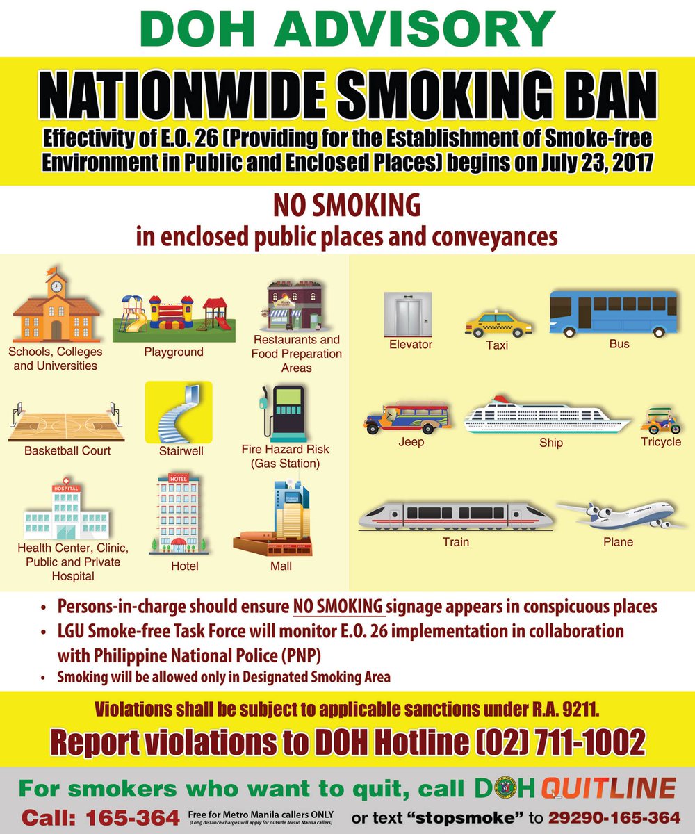 PIADesk's tweet photo. ICYMI: NATIONWIDE SMOKING BAN (E.O. 26) is already being implemented
#StopSmoke
#EO26
#EmpoweringCommunities https://t.co/pVOKxYJ3pi