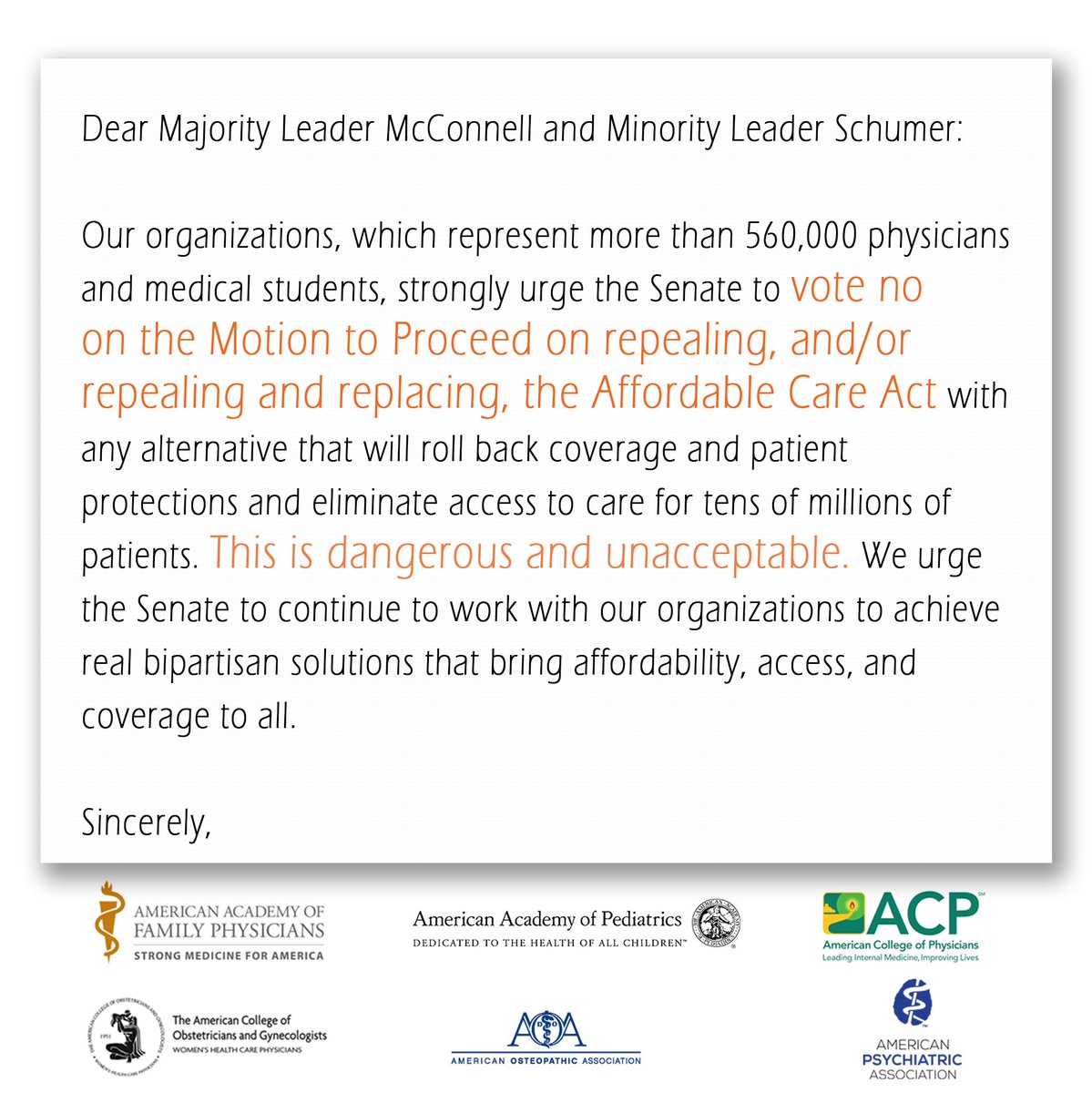 AmerAcadPeds's tweet image. #Docs4Coverage to the Senate: Protect our patients. Vote no on the Motion to Proceed. acponline.org/acp_policy/let…