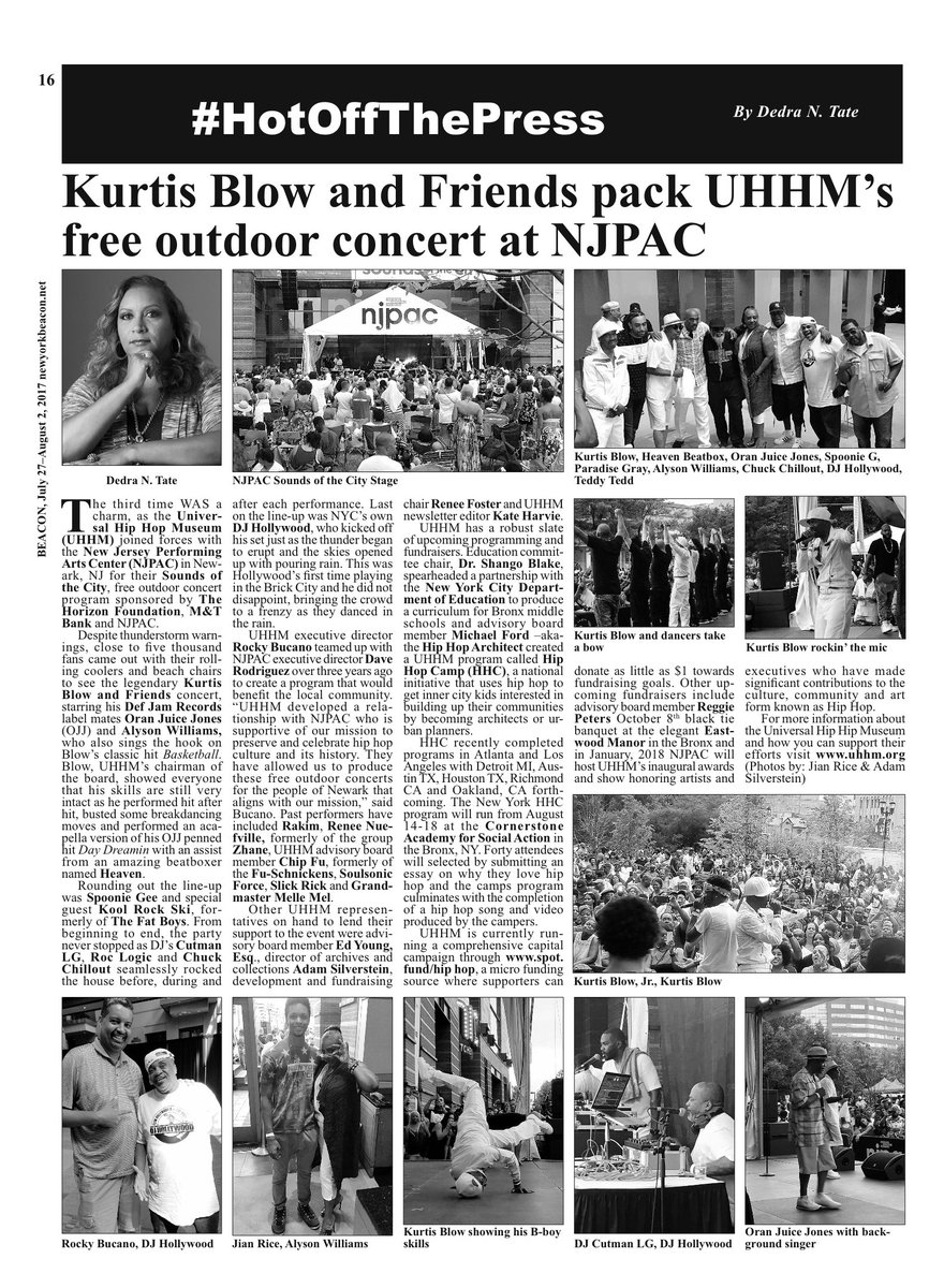 Much love 2 <a href="/dedratate/">Dedra N. Tate</a> 4 the coverage of our incredible show @ #NJPAC! Check the NY Beacon newspaper 4 more #HotOffThePress #UHHM #HipHop