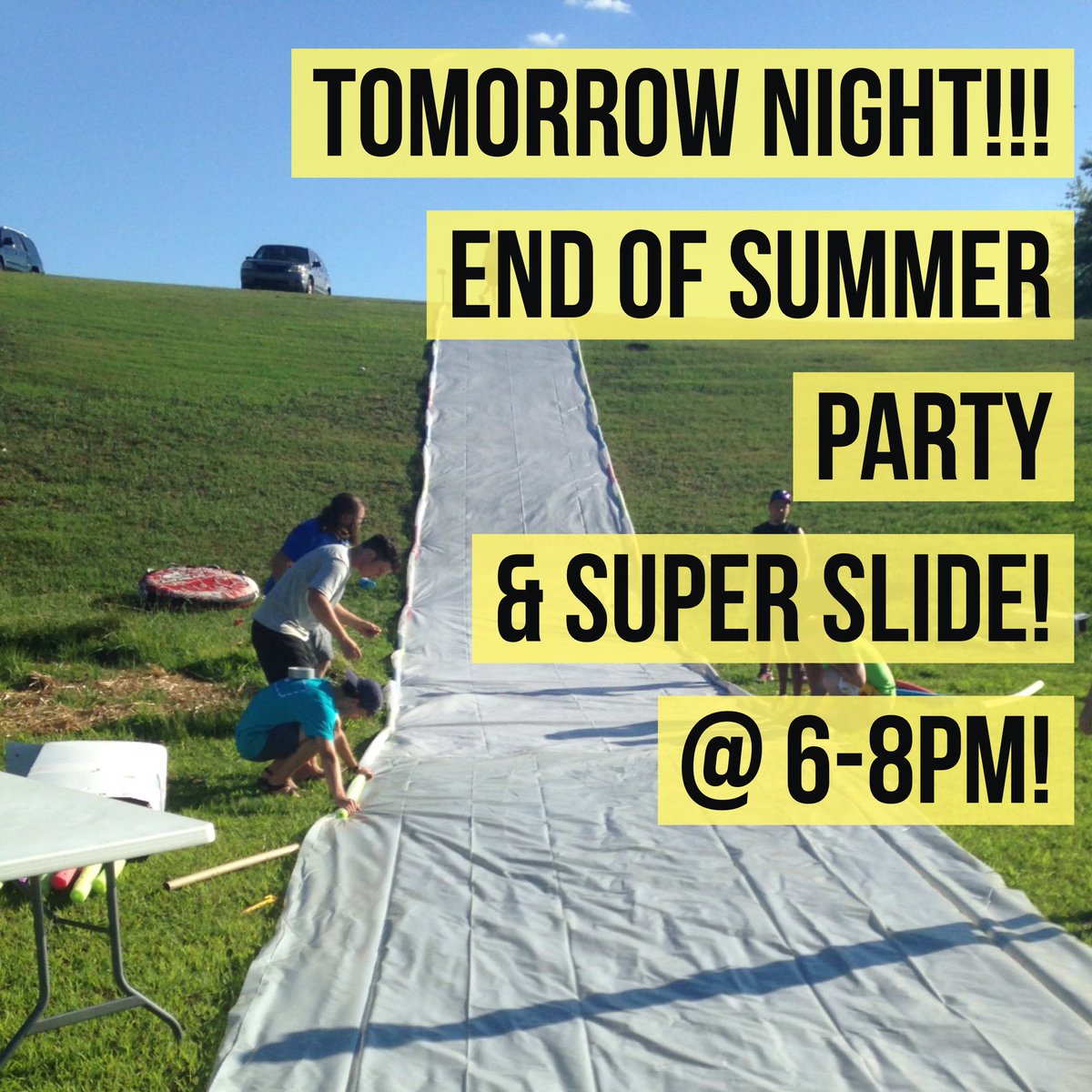 cbcstudentz's tweet photo. Ready for our End-O-Summer blast and our Super Slip-N-Slide tomorrow night 6-8pm!  See ya there’c https://t.co/9wqhmCUC4u