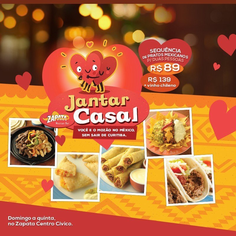 ift.tt/2v58uxF "Mozão", partiu Sequência de Pratos Mexicanos no Zapata Centro Cívico? O jantar casal do Zapata vem em dois modelo…