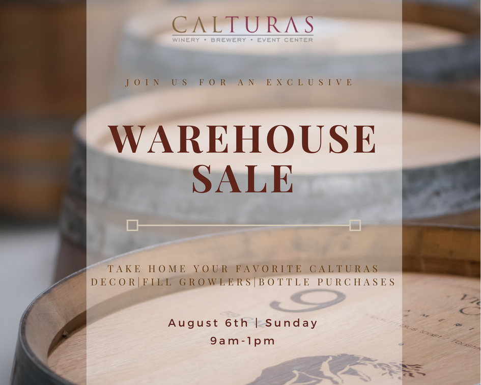 CalturasLodi's tweet photo. Join us for an #exclusive Warehouse #Sale! While you’re there, pick up your favorite #growler of #beer or bottle of #wine!  See you there! https://t.co/P22EWEF6NA