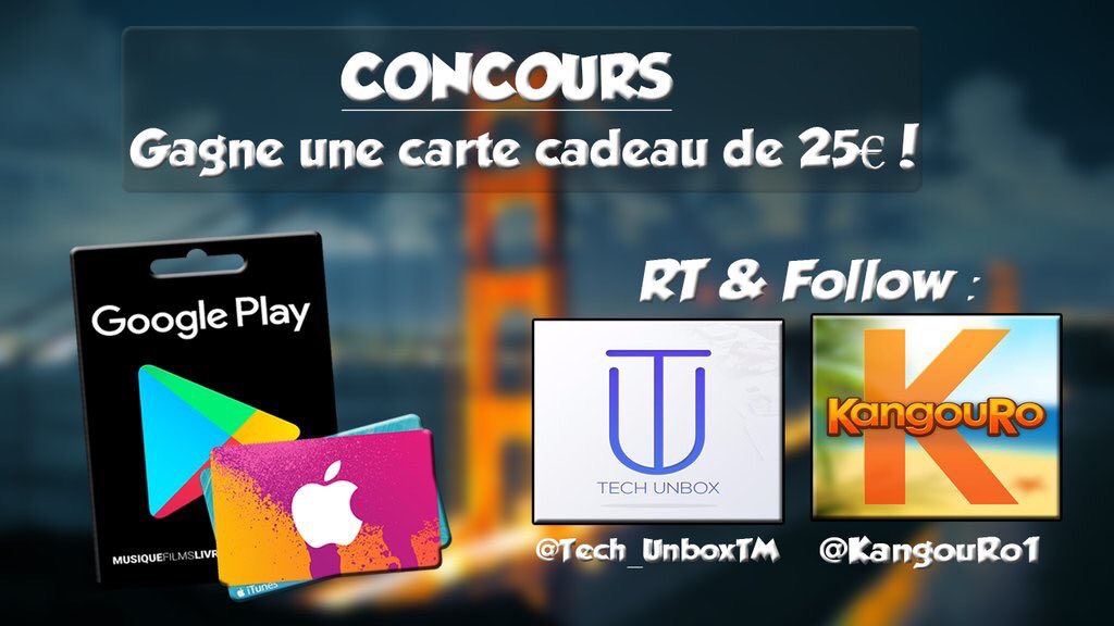 KangouRo1's tweet photo. 🎁New #CONCOURS 🎁

1 carte kdo de 25euros à gagner

RT + follow @Tech_UnboxTM et @KangouRo1 

🍀Tirage le 9 août 2017 à 21h🍀 https://t.co/BwgAiBRIDs