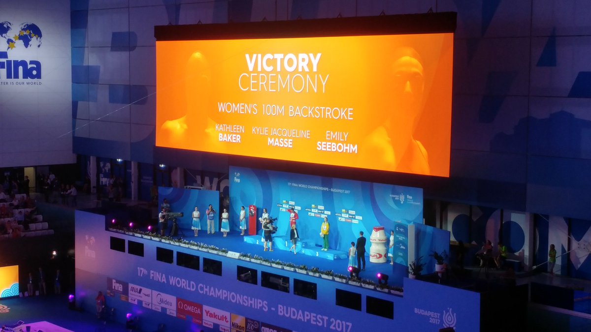 msbarbanderson's tweet photo. So excited and proud to be at the pool tonight to watch @Kjmasse break the WR.  Amazing! #FINABudapest2017 #ohcanada https://t.co/emxFlaqpLG