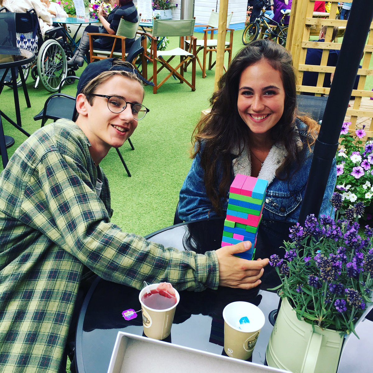 Cute couple enjoying fruit teas and Jenga #whitefriars #Canterbury #younglove