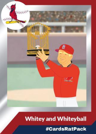 Cardinals's tweet photo. Hear about Whitey and Whiteyball in tomorrow's #CardsRatPack episode. In the meantime, RT this for a chance to win a Whitey signed ball! https://t.co/nwWtvXYxSR