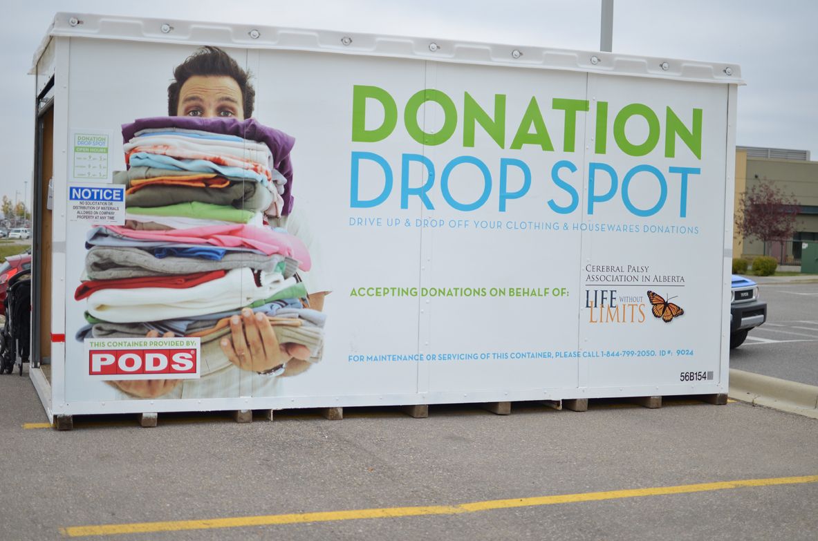 CPAlberta's tweet photo. Come down to our Beacon Hill Attended Donation Station and say hello to @cyclingbrayd. Located across from #Marksworkwarehouse. #yyc https://t.co/LuFrRIv3Ba