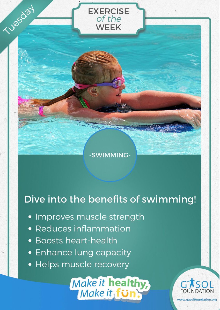 GasolFoundation's tweet image. #ExerciseOftheWeek Let's have fun during summer #Swimming🏊🏻🏊‍♀️ is a way to keep cool while encouraging a 🔝 level of #PhysicalActivity!