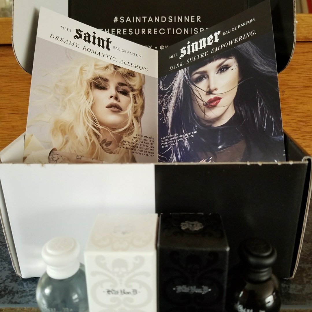 AshleyJennerXO's tweet photo. Eek! Got my next voxbox from #Influenster! #KatVonD perfume - Saint &amp; Sinner! I love getting complimentary products to try out and review! https://t.co/WPHhp5ETrn
