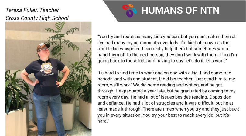 newtechnetwork's tweet photo. Humans of NTN: @tkfuller on not giving up on students #pbl #pblchat #k12ed #k12 #edchat https://t.co/SjuxeSoMOX