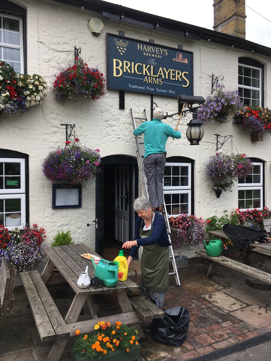 ChipsteadHQ's tweet photo. Final tidy up & dead heading before @Harveys1790 come for judging! #pubsinbloom #flowers #bigthanksmum&dad https://t.co/rGcS9EzFU2