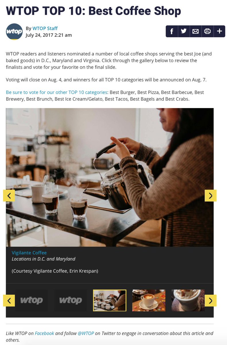 VigilanteCoffee's tweet photo. We are honored to be up for Best Coffee Shop by @WTOP! If you think we deserve it, vote here! https://t.co/Eh5eBCKTCj https://t.co/aAWdF43rzo