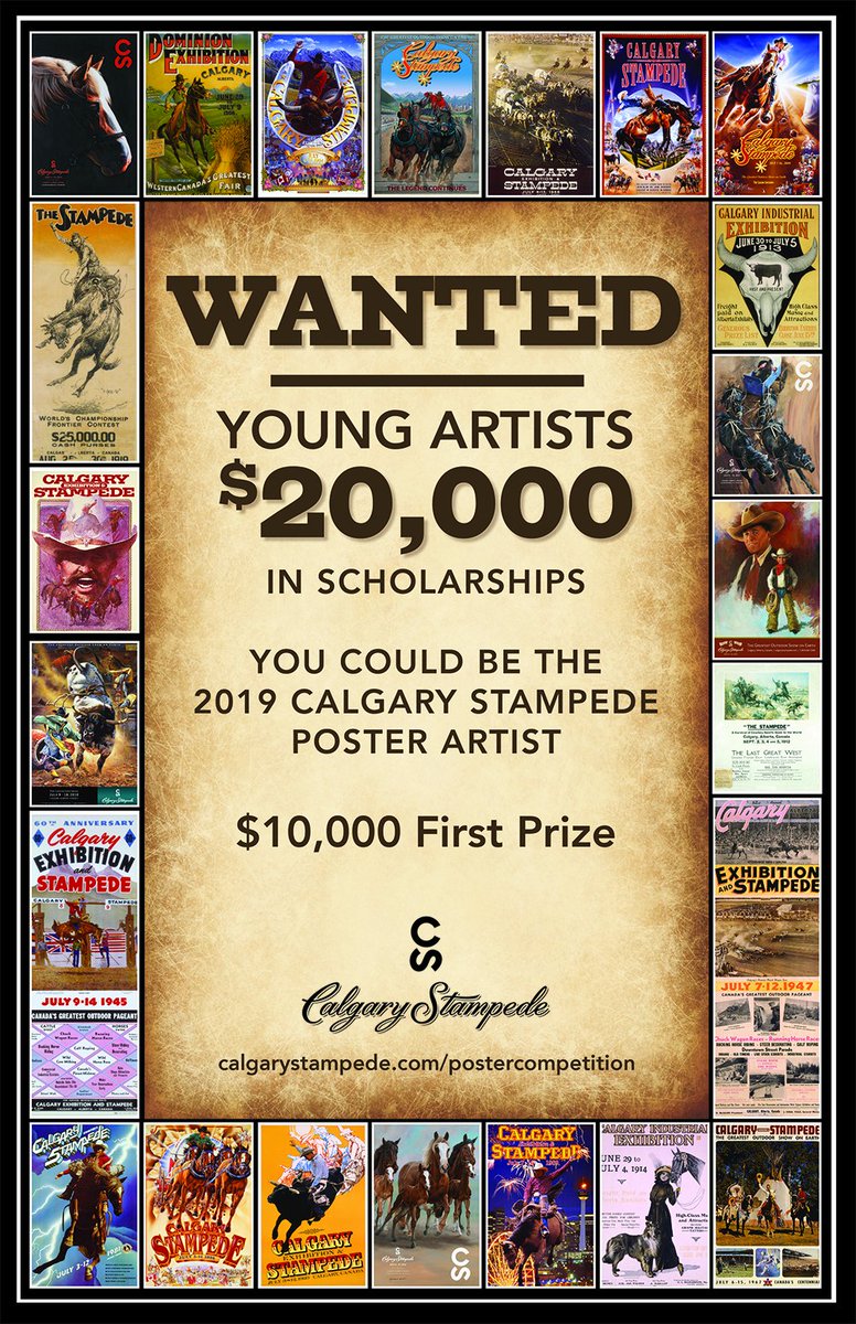 calgarystampede's tweet photo. Calling young artists ages 15-24 years old from across Alberta! We are looking for a young artist to create the 2019 Stampede poster. https://t.co/b64Qkxstqm