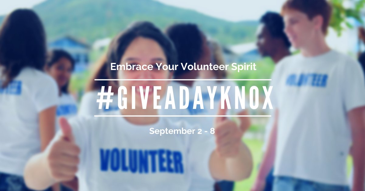 volunteeretn's tweet photo. Embrace your #TNVol spirit and join us for #GiveADayKnox. There's an opportunity for you at https://t.co/hOYZDMgo44! https://t.co/gJ4xVav7Zl
