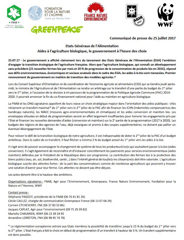 fnab_bio's tweet image. #EGalim Aides à l'agriculture biologique, le gouvernement à l'heure des choix. Communiqué de presse FNAB et ONG &amp;gt; fnab.org/images/files/e…