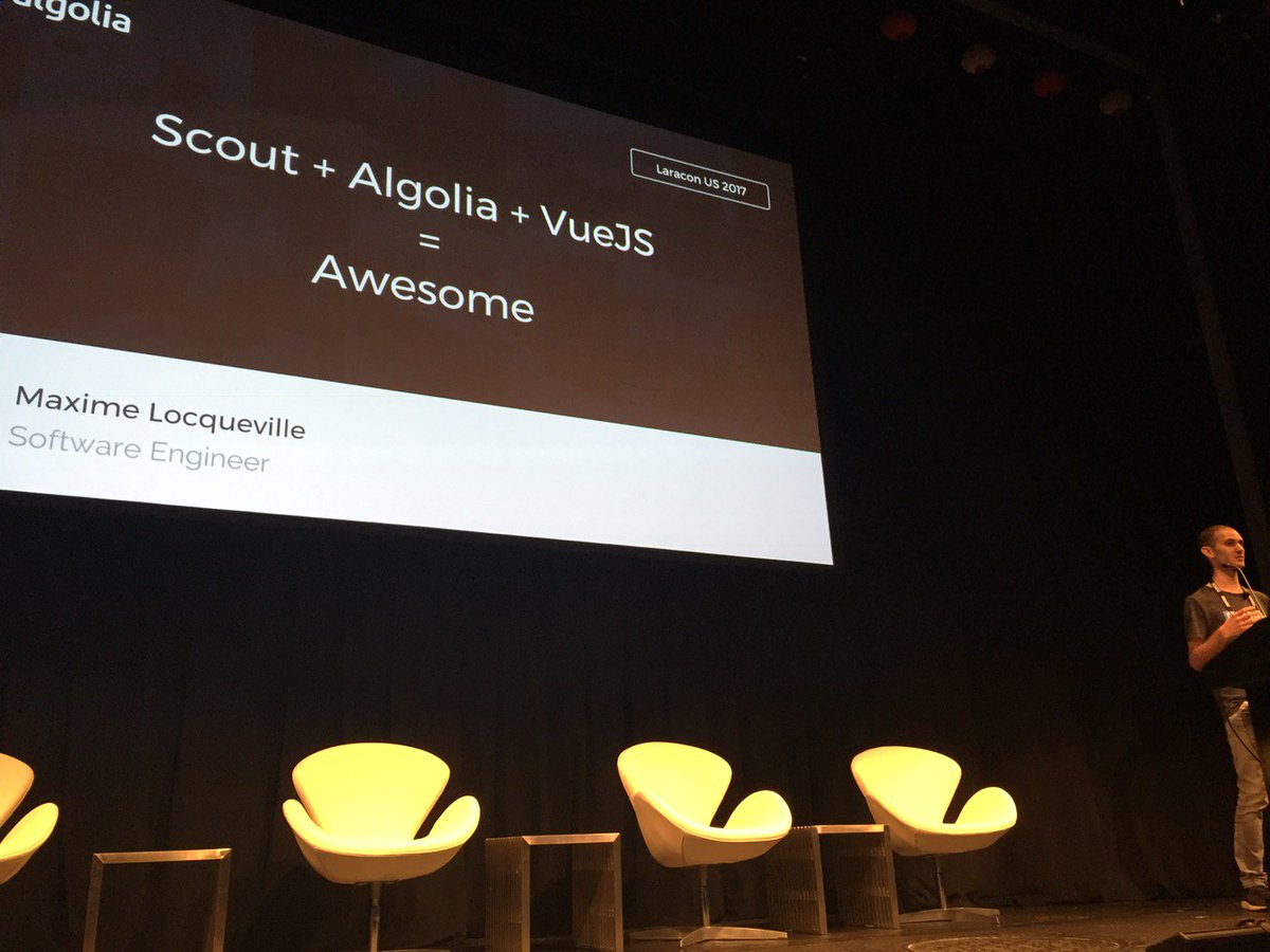 Scout, Algolia, and VueJS by <a href="/maxiloc/">MAxiloc</a> #Laracon