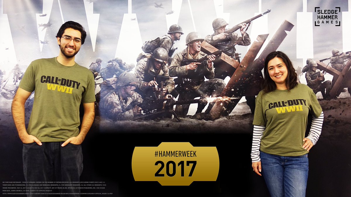 SHGames's tweet image. It's Day 2 of our #HammerWeek giveaways! We've got 4 #CODWWII t-shirts! RT by noon PT for a chance to win. Rules: bit.ly/2gXmELo