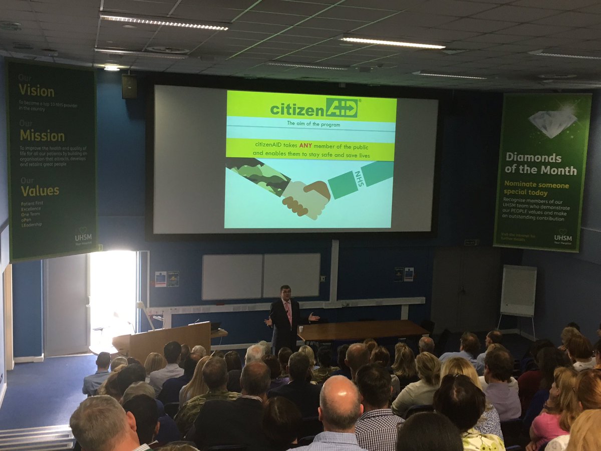 UhsmAcademy's tweet photo. Run hide tell treat @ThecitizenAID @DMSMedDir  this app helps civilians during an emergency #youcansavelives #bepreparednotscared  @UHSMnews https://t.co/6rxQQkD6wE