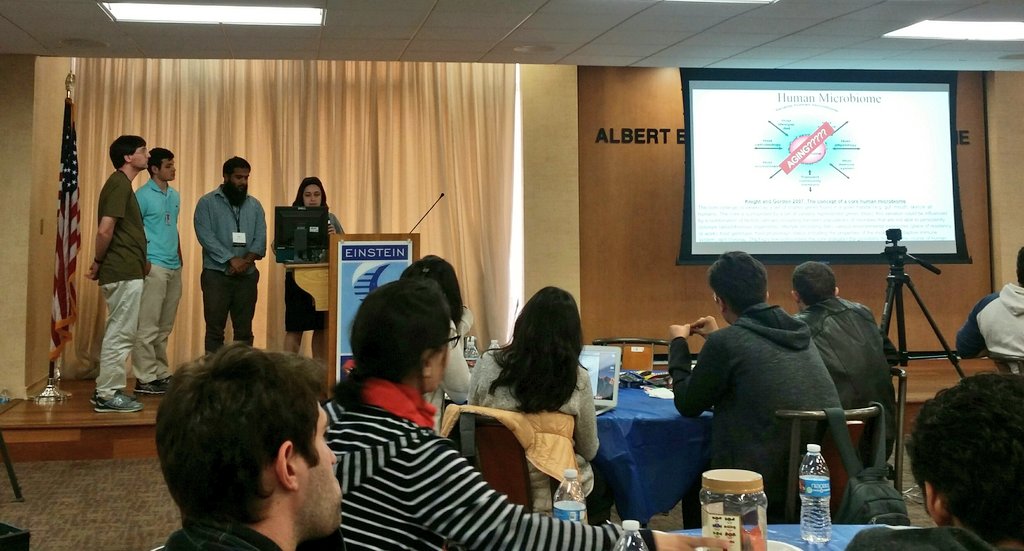 jessicacmar's tweet photo. Microbiome and aging! Searching for new biomarkers by studying GI microbial diversity by Team AgeMi (Mi = Microbiome) #EinsteinHackathon2017 https://t.co/7CfJAsaKRq