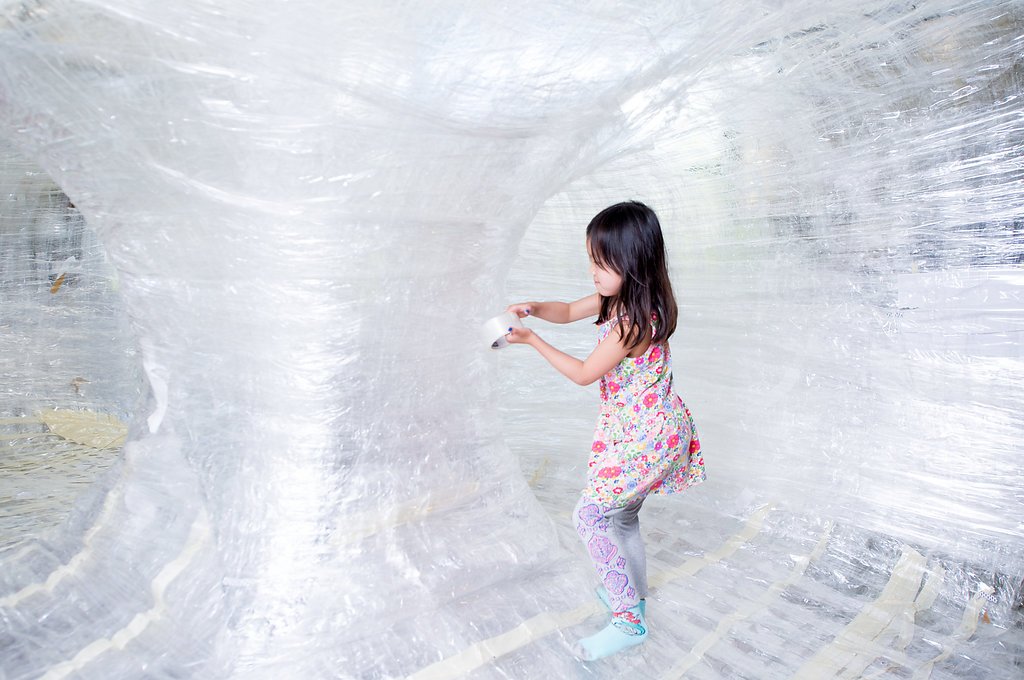 OntScienceCtr's tweet photo. This is what 700 rolls of tape looks like. #Inventorium #WebWeave #sculpture https://t.co/FkEkNg6BoL https://t.co/FcdJCF9dTA