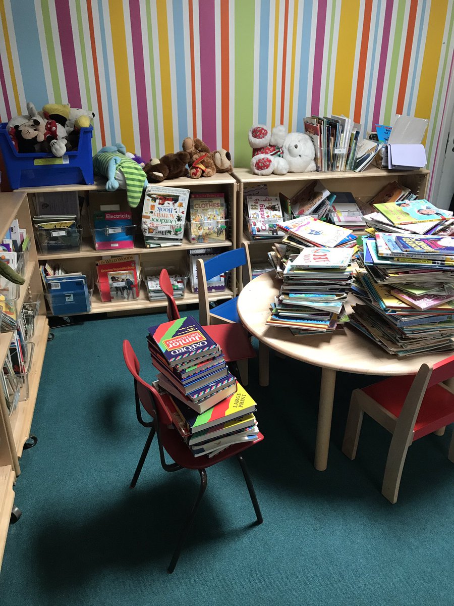 SheelsEd's tweet photo. Another library set up in process before school closes for the summer! #primarylibrary #deweyclassify #books #tottenhamschools #library https://t.co/Ld7F5krbvc