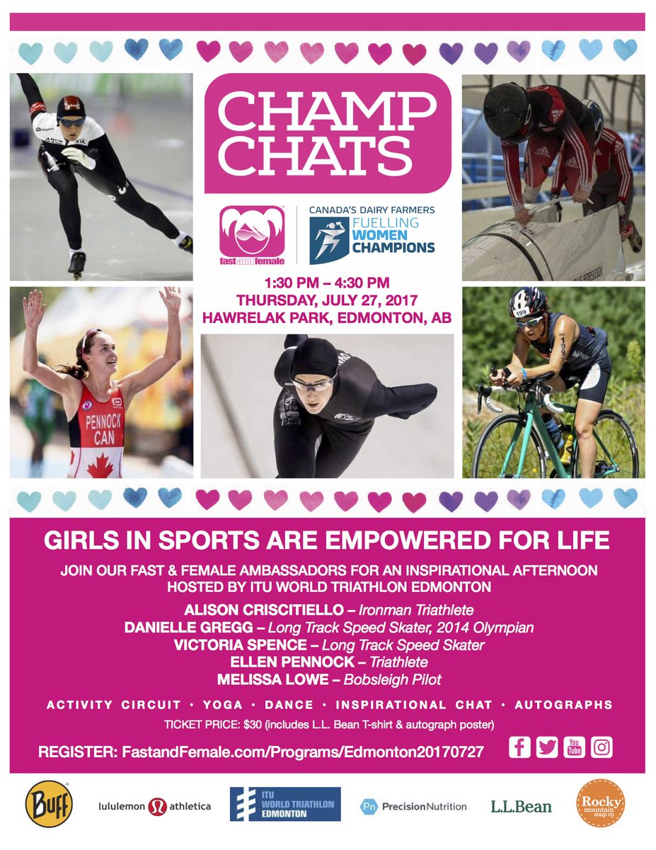 Edmonton gals! World Triathlon Series Edmonton wants you to bring your BFF to our #ChampChat this week! Details here facebook.com/fastandfemale/…
