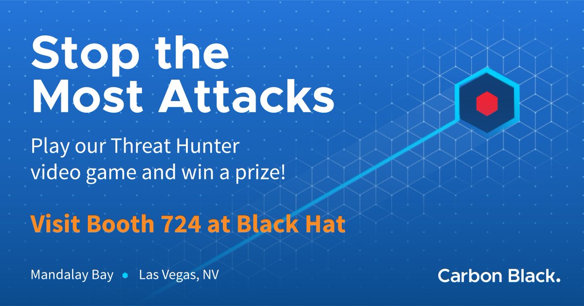 carbonb1ack's tweet photo. Can you stop the most attacks? Come to our booth at #BlackHat and play our threat hunter video game. https://t.co/wxtSteoC6f #BHUSA https://t.co/uY86xxLWaS