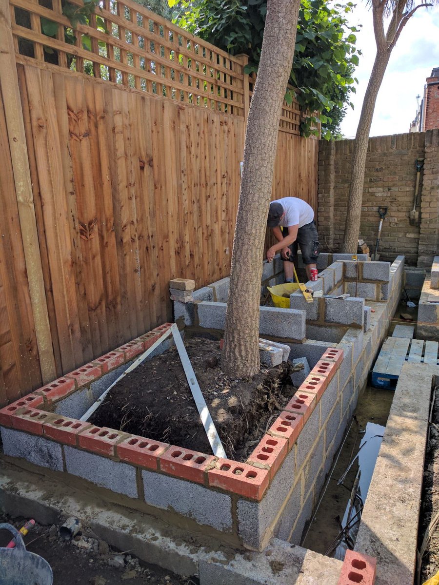 Blockwork for raised planters beginning to go in. #gardendesigners #planters #exteriordesign #landscapedesign