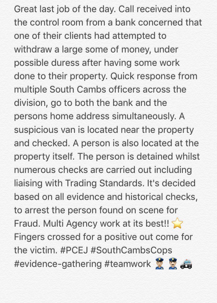 SouthCambsCops's tweet photo. Great last job of the day. #PCEJ #SouthCambsCops #tradingstandards #evidencegathering #teamwork 👮🏼♀️👮🏻🚓 https://t.co/aQxf3WfDOg