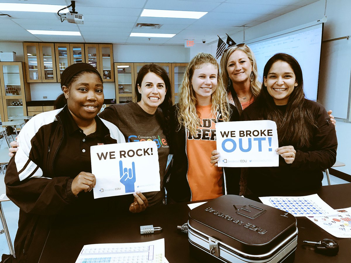 AutumnDeason's tweet photo. We Broke Out! #RLChat @breakoutEDU @juliembrown @coachlooney10 @sjbland74 @lilsharty5 #CISDTigers #commerceMS https://t.co/X7TfOKrWca