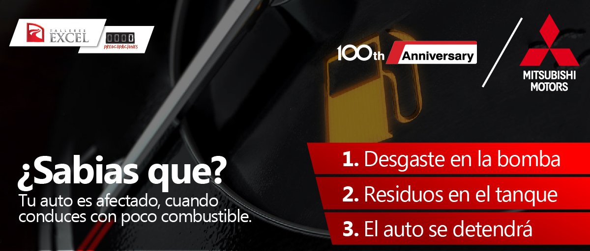 Mitsubishi_pa's tweet image. Al manejar con poco combustible tu carro podría sufrir, problemas mecánicos en un futuro.
#ConsejosExcel #TalleresExcel