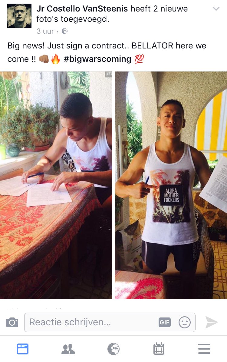 Dutch middleweight 🇪🇸🇳🇱 prospect @Steenis_mma signs with #Bellator with a (Sherdog record of 8-1).

Congrats to all involved!