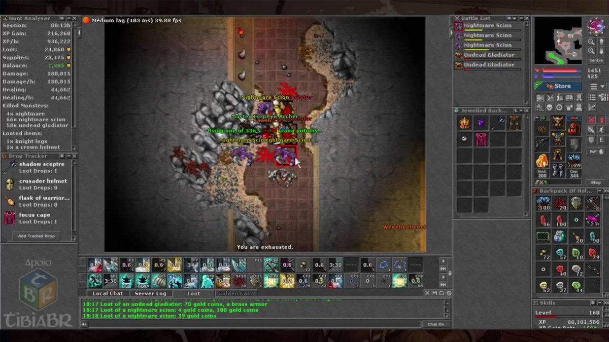 TibiaBR's tweet photo. Nightmare Scion Ruins (testando Diamond Arrow) https://t.co/k2e2y1RYSg #DiamondArrow #NightmareScion #Stats #Su17 #Teste #Tibia11 https://t.co/EIUErtJb0j