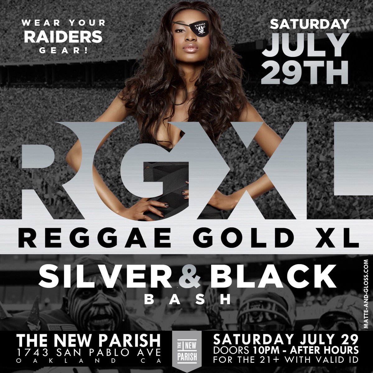 DaddyRolo's tweet photo. This Saturday #RGXL at #thenewparish in Oakland. #SilverAndBlackBash https://t.co/BvD3LwR6Cb