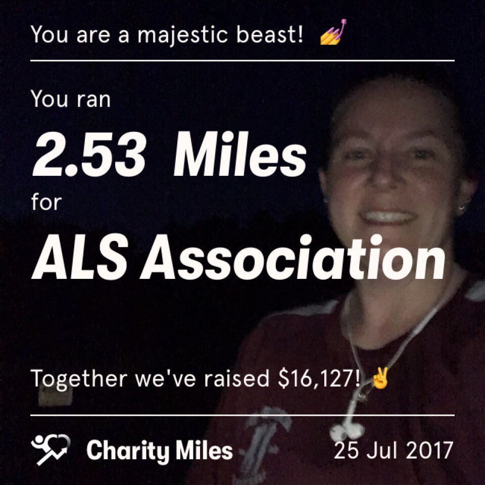 2.5 <a href="/CharityMiles/">Charity Miles</a> for <a href="/alsassociation/">The ALS Association</a>. Thx @ThriveMkt for sponsoring me! charitymiles.org/thriveapp
