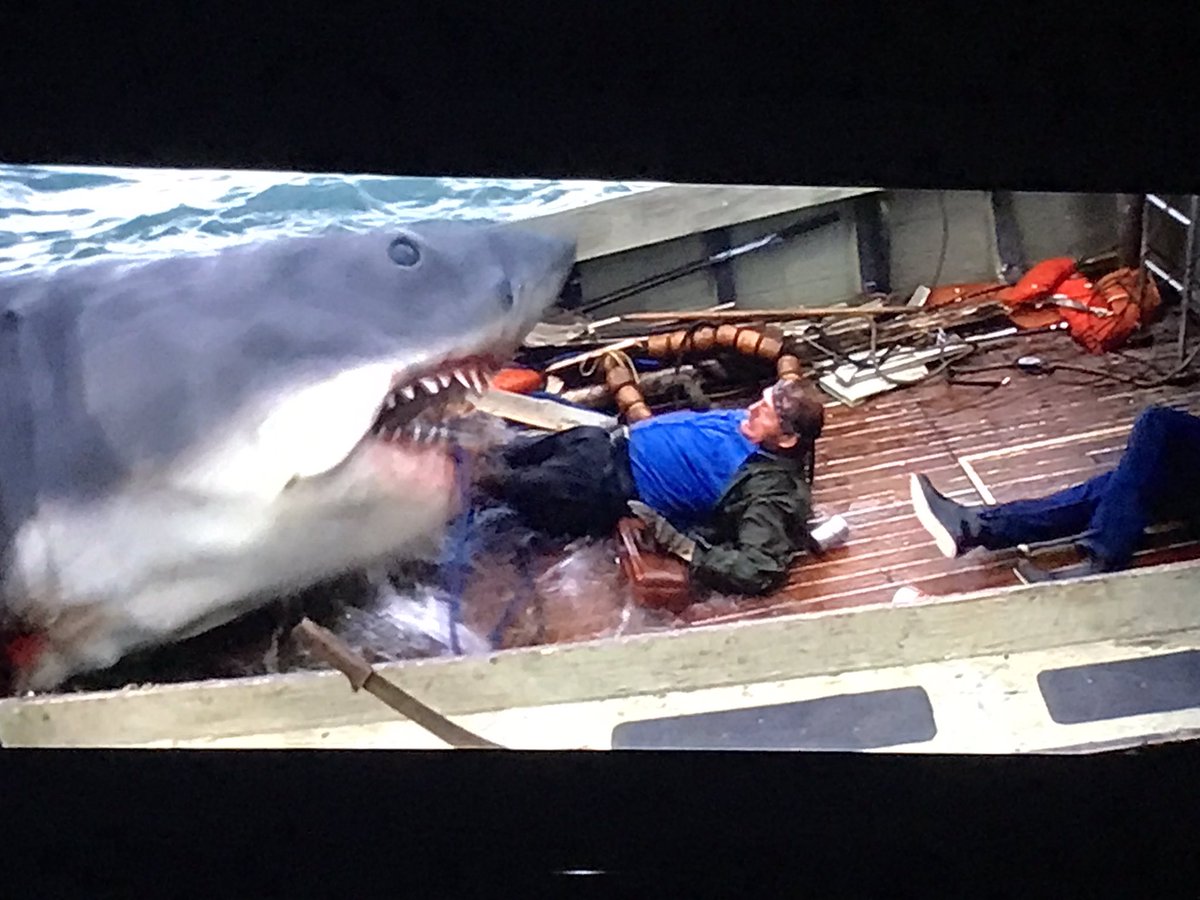 Sean_DBZ's tweet photo. Quint was such a great character (prolly my favorite). It always bums me out to see this shark eat him. #Jaws #RIPQUINT https://t.co/NuhAyW5xMT