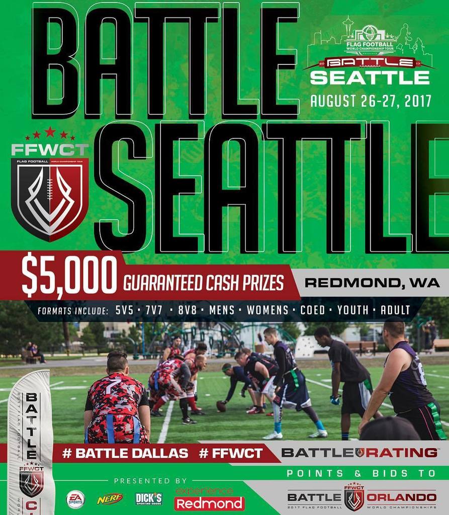 iFlagfb's tweet photo. #BattleSeattle is coming up! Make sure you get your team fully registered ASAP!! #ffwct #battlecircuit #flagfootba… https://t.co/vVCYzuSEng https://t.co/ADkeyeXM1b