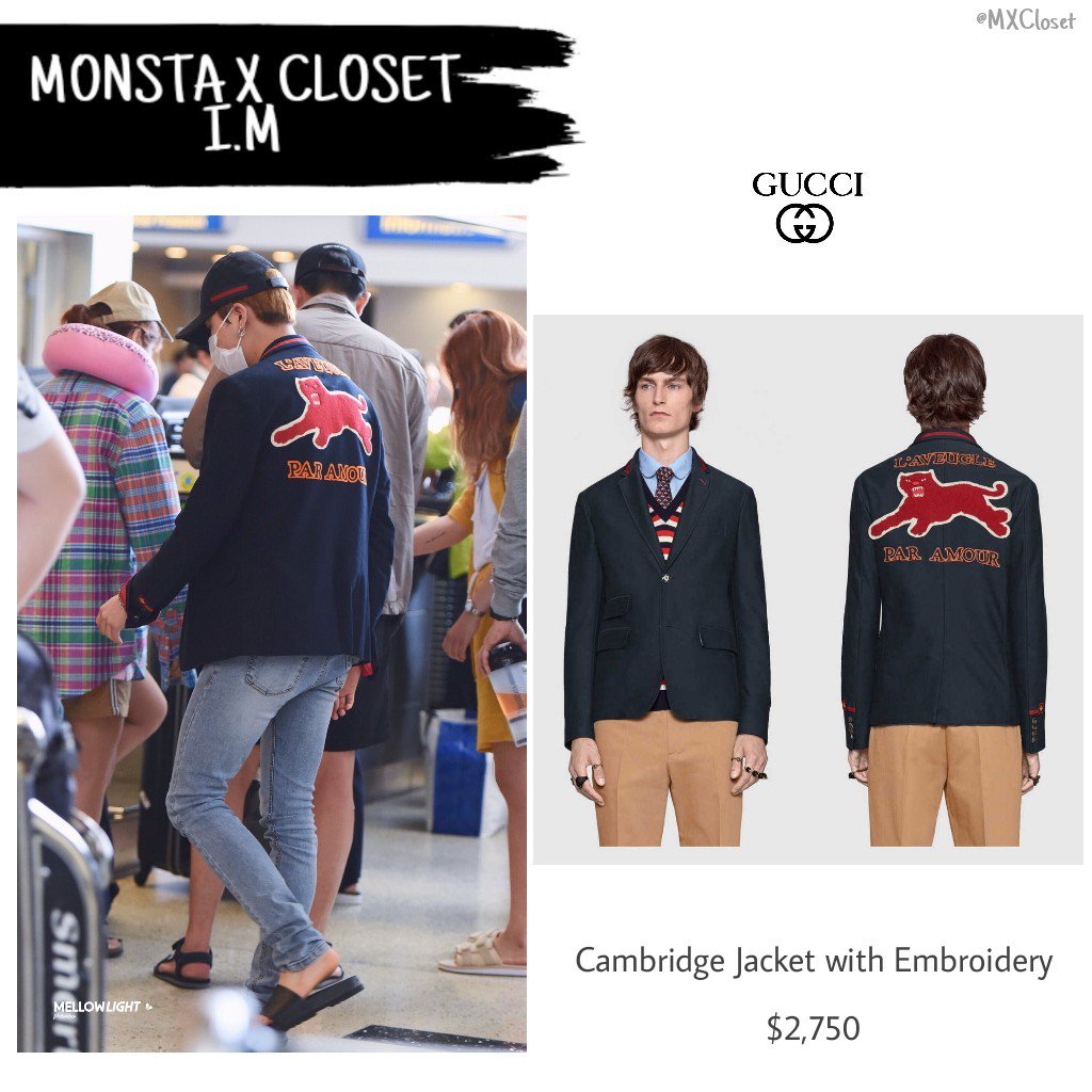 MonstaX Closet on X 170725 LAX IM Wearing GUCCI Cambridge Jacket with Embroidery 2 750 MELLOWLIGHT126 MONSTA X https t u0ZtXCF8Hy X