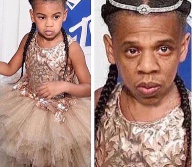 Bulles88's tweet photo. J'hallucine comment la fille de Beyoncé est trop moche ! c'est incroyable 😱Heureusement qu'elle est blindé elle va pouvoir s'arranger https://t.co/9pYgrg2ajU