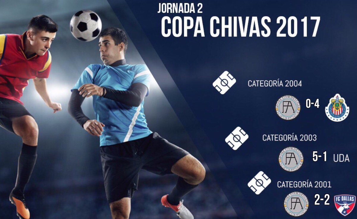 FootbalAcademy's tweet photo. Estos son los marcadores de nuestras categorías que participan en la #CopaChivas2017 https://t.co/a0GlCp41G0